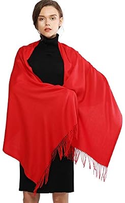 RIIQIICHY Cachemire Hiver Chaud Écharpe Pashmina Châle Wrap Pour Femmes et Hommes Rouge Longues Grandes Écharpes Douces,Rouge,Large