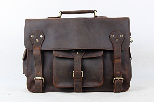 Jellybean Gorilla 14“ VINTAGE ECHT AKTENTASCHE AUS LEDER, KURIERTASCHE, LAPTOP TASCHE - 2