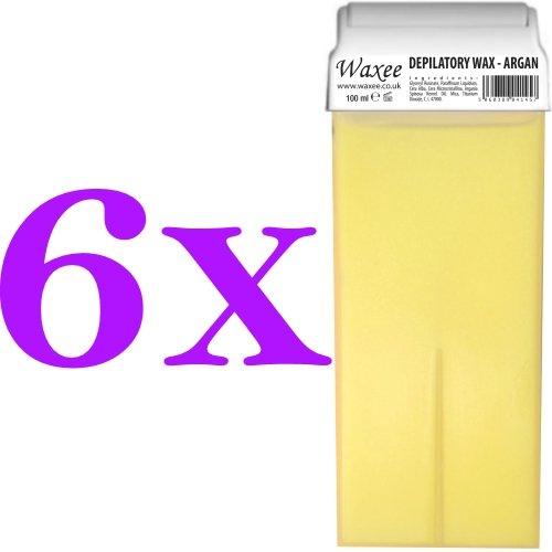 ROLL-ON WAX CARTRIDGE 100ml, roller, hair removal wax, depilatory, refill (6 x 100ml roll-on wax cartridge, Argan "Top formula")