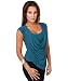 KRISP® Pleated Cowl Neck Low Cut Tie Back Vest Silk Jersey Top Party Evening 3540 (Teal,10)