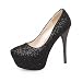 Produktbild KYDJ @ Damen-High Heels-Hochzeit Büro Kleid Lässig Party & Festivität-Kunststoff PU-Stöckelabsatz-Komfort Neuheit-Schwarz Rot Silber Gold , black , us2.5 / eu34 / uk1.5 little kids