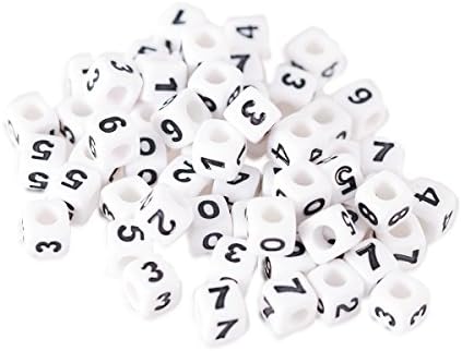 White Acrylic Loose Square Bead 300PCS/Set Mixed Number Spacer Beads Bulk for Jewelry Making DIY Kids Craft