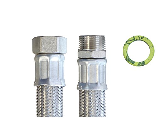 Panzerschlauch 3/4″ÜM x 3/4″AG, Flexschlauch DN19 mit Edelstahlumflechtung - 3