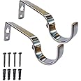 iPEAK Curtain Pole Bracket Metal Heavy Duty Rod Wall Brackets 28mm Holder Set of 2 (Silver)