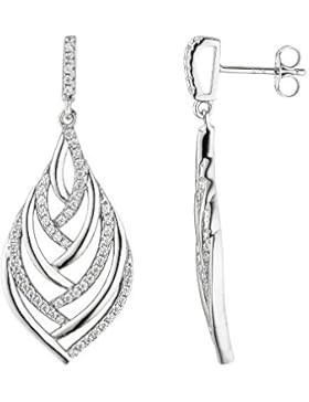 925 Sterling Silber Ohrringe mit Zirkonia - B 16,30 mm - H 40,00 mm
