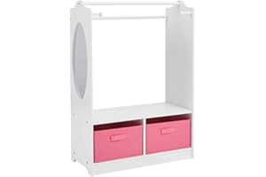 Liberty House Toys Children's White Wooden Dress Up with Storage Bins, MDF, 90cm H x 30cm W x 63cm D