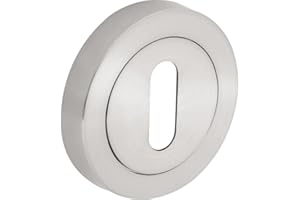 HIATT HARDWARE Designer Levers - Door Lock Keyhole - Door Escutcheon - Screw-on Rose - Brushed Nickel - 1 Pair - Fixings Included