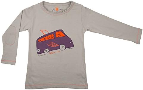 NeedyBee Organic Cotton Printed Full Sleeeves Grey T-Shirt for Baby Boys & Girls