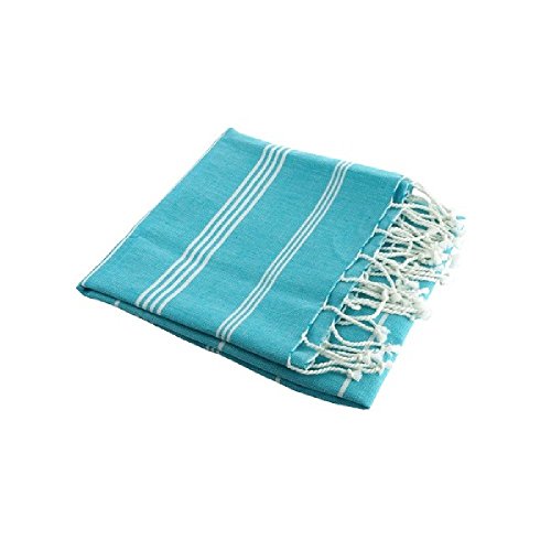 Karawan Authentic – Fouta weiße und blaue türkis Baumwolle Bio Karawan – Fouta
