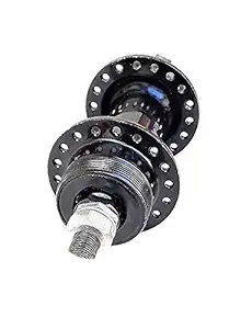 IndiaLot Bicycle Hub Bike Front and Rear Hub Double Threaded 36 Hole 3/8'' Axle (Black)/ Cycle Bike Quick Release Lever Hub Hollow Shaft Set Parts