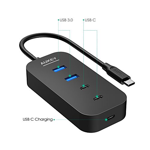 AUKEY USB C HUB ( 2 Port USB 3.0 + 2 Port USB C + 1 Port USB C mit PD) USB Type C HUB für New Macbook, Macbook Pro 2016, Google ChromeBook Pixel 2015, usw. - 2