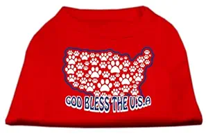 Mirage Pet Products 12-inch God Bless USA Screen Print Shirts for Pets, Medium, Red