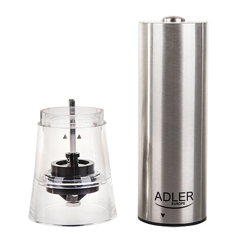 2er Set Elektrische Pfeffer-/ Salzmühle Adler AD4433 aus Edelstahl, Keramik-Mahlwerk, inkl. 8x AA-Batterien - 5