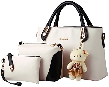 MissFox Women 3 Piece Tote Bag Zipper Handbag Purse Bags Set