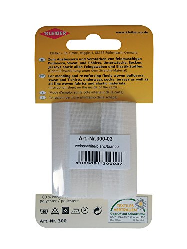 Kleiber 40 x 6 cm Elastisches Ausbesserungsband für Bekleidung zum Aufbügeln, weiß - 2