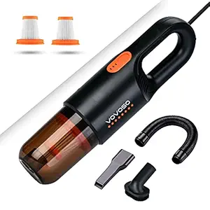 VOVOSO Premium Car Vacuum Cleaner - Portable, Powerful Suction, w/ 3 Attachments, Carrying Bag and Two Extra HEPA Filter for Deep Cleaning(Black)