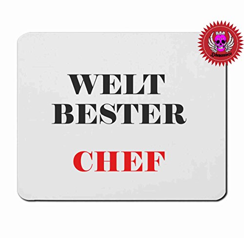 Mousepad 5mm Dicke " Welt bester chef " in ver. St?rken mit Spruch Perfekter Halt durch Gummi Unterseite