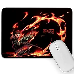 Artich Designer Gaming Mouse Pad for Office Laptop/Computer with Super Soft Non-Slip Rubber Base and Lycra Cloth Surface for Silky Touch (Tanjiro Flame Wheel Demon Slayer)