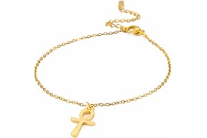 unift Ankh Cruz Pulsera de Tobillo Para las Mujeres Chica de Acero Inoxidable Egipcio Clave de la Vida Cruz Pulsera Tobillo Encanto de Ankh Cruz Amuleto de Joyería