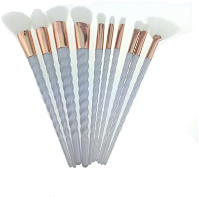Make Up Brushes，Chinkwin 10Pcs/set Rainbow Foundation Powder Highlighter Eyeshadow Brushes Spiral Design (White)