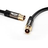 MutecPower 3m Coaxial FR TV/AV Aerial Cable Male to Female with Gold Connector and Metal Plug