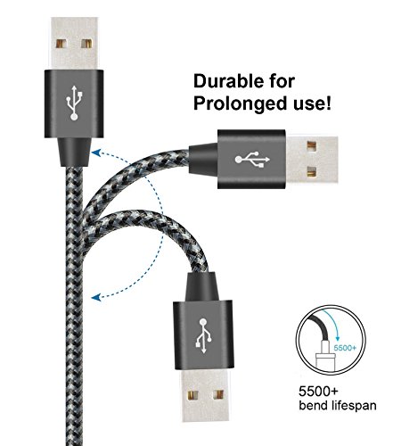 Flashstye 3 Pack 1M 1.5M 2M Phone Charger Nylon Braided Lightning to USB Cable Apple lightning cable for iPhone 7 Plus 6S Plus 6 Plus SE 5S 5C 5, iPad 2 3 4 Mini, iPad Pro Air, iPod.(Black Gray) - 4