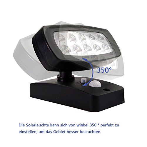 OUBO LED Solarleuchten mit Bewegungsmelder aussenleuchte 2 Modi, aussenlampe mit Sensor, für Garten, Garage, Patio, Zaun, Hof, Balkon, Terrasse, Haus, Auffahrt Wasserfest Schwarz - 5