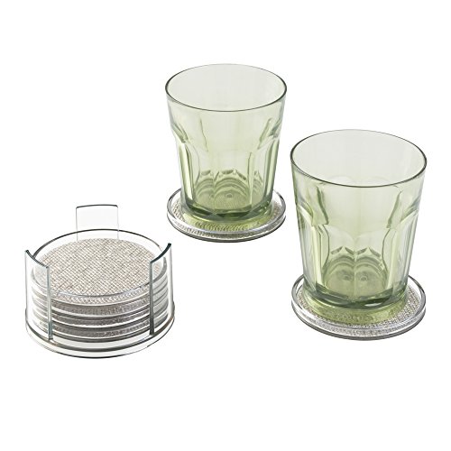InterDesign 22822EU Twillo Untersetzer mit Halter 6-er Set, Rund, metallic / durchsichtig - 3