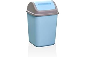 lmoikesz Poubelle à couvercle basculant en plastique Poubelle de bureau à domicile Poubelle à papier au sol Bleu, Bleu