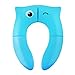 Produktbild QIND Upgrade Zusammenklappbar Töpfchen Sitz, Wiederverwendbar Baby WC-Sitz, Kinder Töpfchen Training Sitzbezüge, Niedliche Eule Muster, Einfach zu Tragen und benutzen, Blau, Small Eye