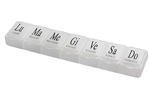 JOY STORE Cotygodniowe etui na pigułki z 7 przedziałami wskazującymi dni tygodnia. (Napisane w języku włoskim)