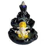 Arham Trades Polyresin Ganesha Smoke Fountain Backflow Cone Incense Holder Decorative Showpiece (Blackstandard)