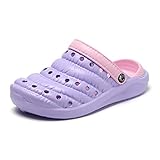  Pantoletten Gartenschuhe rutschfest Gartenclogs Sommer Hausschuhe Strandschuhe Slip-On Sandalen Leichter Badeschuhe Unisex,Violett,36 EU=37 CN