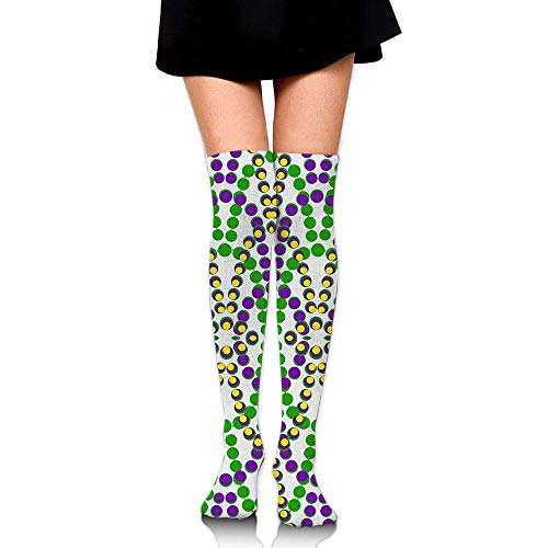 RGFJJE Mardi Gras Beads Training Socks Crew Athletic Socks Long Sport Soccer Socks Soft Knee High Sock Compression Socks for Men Women