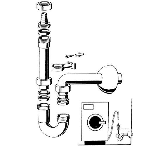 Geräte-Geruchverschluss mit Anschluss für die Wasch- oder Spülmaschine, Kunststoff weiß - 2