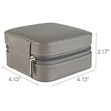 Vlando Kleine Faux Leder Reisen Schmuck Box Organizer Display Aufbewahrungsbox Fall für Ringe Ohrringe Halskette mit Spiegel - 3