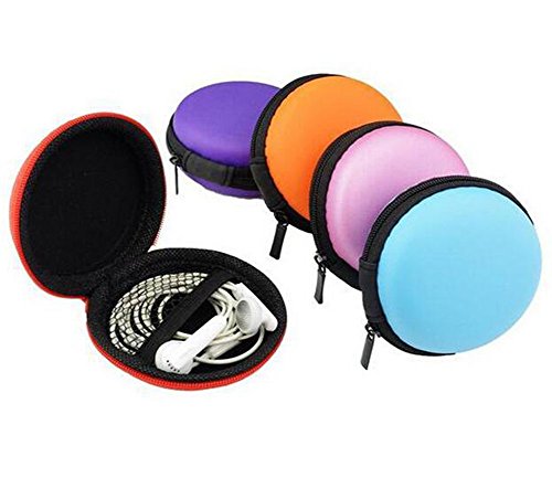ericotry 6 pcs Earbud Cases Petite poche rond Earbud Voyage étui de transport et micro Cases Écouteurs câble Bijoux Boîte de rangement Sac rigide EVA casque Box (couleur aléatoire)