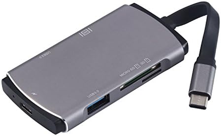 USB C Hub, Type-C Hub with Type C Charging Port, 4K HDMI Output Port, 2 USB 3.0 Ports, SD/Micro SD Card Reader for Macbook Pro, Chromebook, Matebook and More USB C Devices