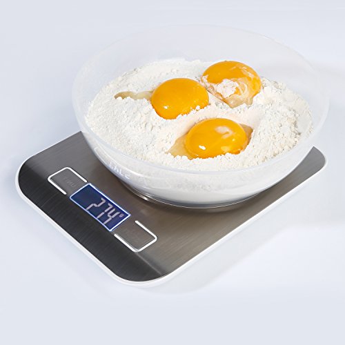 Digitale Küchenwaage, Digitalwaage, Elektronische Waage, Roimee Hoch Präzision auf bis zu 1g ,5kg Maximalgewicht,Tara-Funktion mit LCD Anzeige,Inkl Batterie*4 - 6