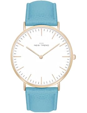 Damenuhr Trenduhr Farbe Gold + verschiedene Armbandfarben Beige Braun Lachsrose Grau Schwarz Weiß Lederarmband...