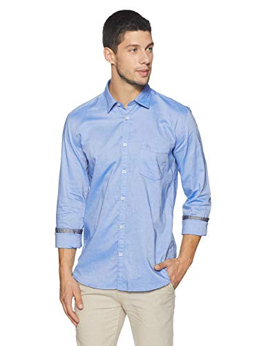 ParxMen's Pure Cotton Solid Pattern Slim Fit Semi Cutaway Collar Full Sleeve Casual Shirt