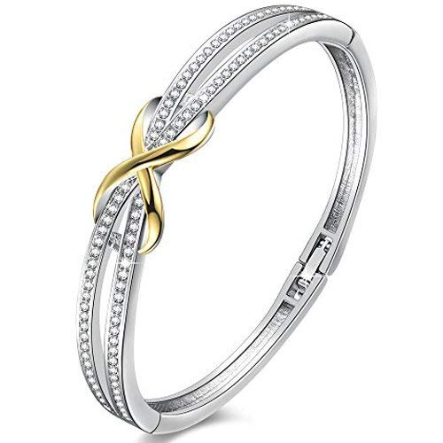 Angelady ?Forever and Ever? Bracelet Argent pour Femme Bracelet Or Femme avec Cristaux, Bracelet Infini Bracelet Mariage Cadeau Anniversaire pour Femme Maman