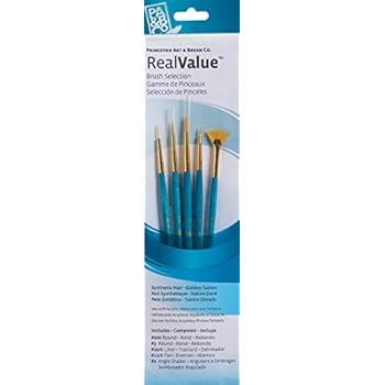 Princeton Art & Brush Synthetic Gold Taklon Brush Set – 6 Brushes For Acrylic, Watercolor & Crafts