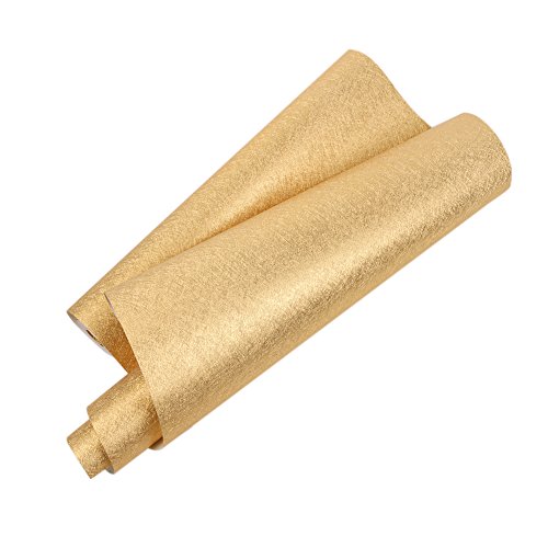 Luxus Gold Folie Tapete Wohnzimmer Schlafzimmer TV Hintergrund Wand, Decke Reflektierende gebürstet Gold Leaf Tapeten, lang 10 m * Breite 0,53 m (5 & # x33 a1;), Pure Tapete Golden - 6