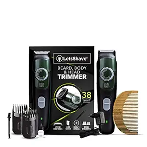 LetsShave Trimmer Daily Kit with Beard, Body & Head Trimmer for Men - 90 mins run time & Beard Comb for Men Set | Full Body Trimmer Set, Beard Styling Tool, Untangle & Tame your Beard