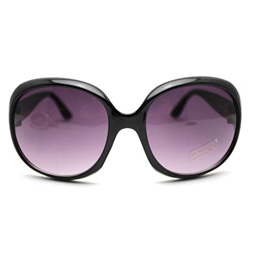 Mode Damen Sonnenbrillen Retro Vintage Große Gestellbrille Schatten Brillen (Schwarz) - 2