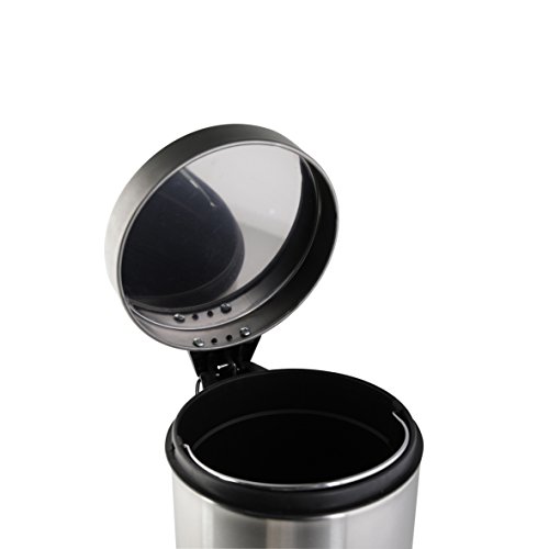 axentia Kosmetikeimer ca. 3l silber, Abfallbehälter aus rostfreiem Edelstahl, Mülleimer mit Kunststoffeinsatz, Mülltonne ideal für Küche und Bad - 4