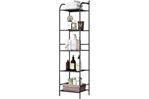 Solerconm Étagère de Rangement, Etagère Industrielle en Métal à 5 Niveaux, Étagère en Échelle Charge Lourde pour Cuisine, Salon, Placard, Bibliothèque, Garage(Noir, 5 étages)