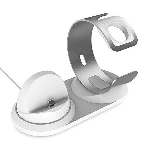 Zwbfu para A-pple I-Watch y teléfono móvil Estación de Carga de Soporte de Carga de Metal de aleación de Aluminio Dos en uno
