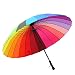 Produktbild AUZZXC Regenbogen Regenschirm Regen Frauen 24 Karat Winddicht Langer Griff Regenschirme Starke Rahmen Wasserdicht Mode Bunte Schatten